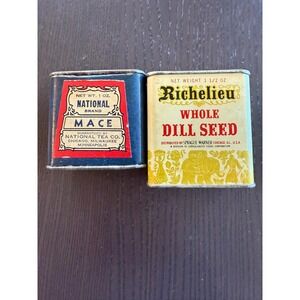 Vintage National Brand Mace & Richelieu Dill Seed Spice Tins‎